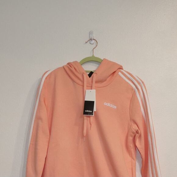 Adidas Essentials Pink 3-Stripe Pullover Hoodie Sz M NWT - Picture 2 of 9